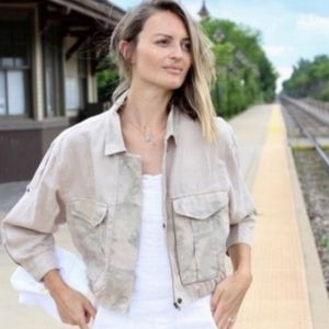 Hei Hei Anthropologie Ronan Camo Cropped Linen Jacket Women's Size S (3mm mark)